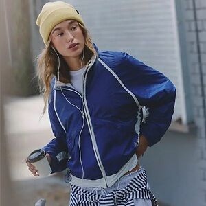NWT FREE PEOPLE MOVEMENT Earth Gem Packable Jacket | Athlete Blue Combo $168